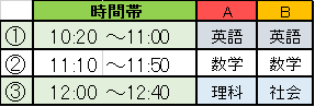 2023　中2朝　冬期時間割