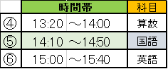 2023　小学生　冬期時間割